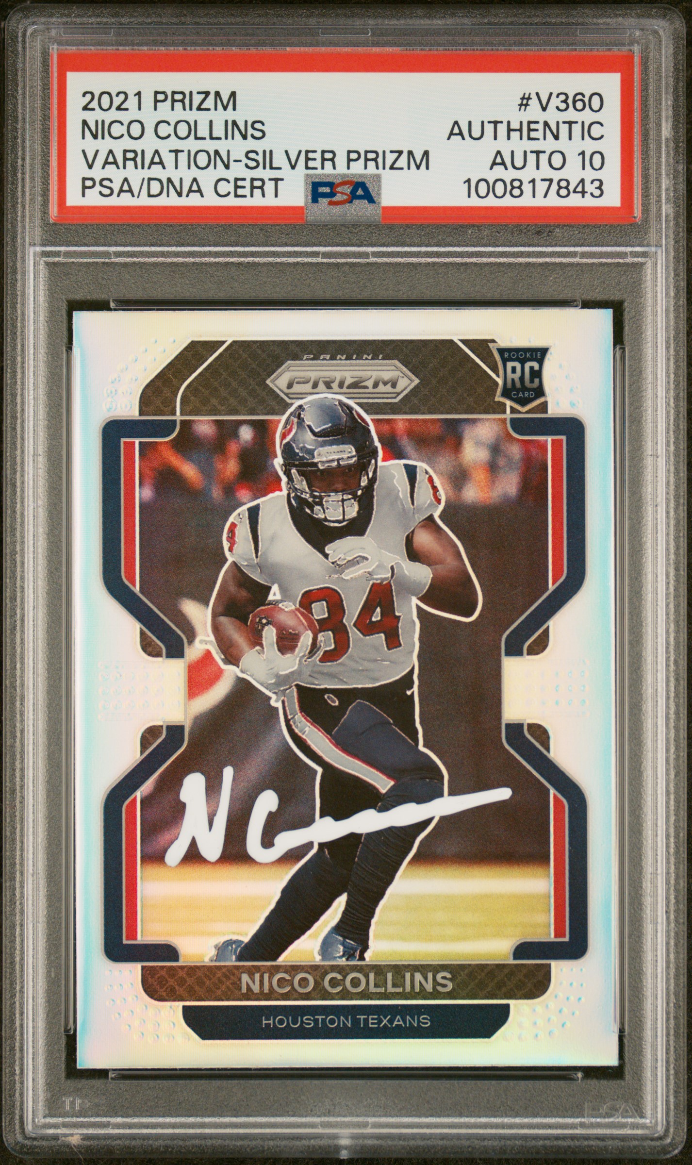 Nico Collins 2021 Panini Prizm Variation Silver Signed Football Rookie Card #V360 Auto Graded PSA 10 A