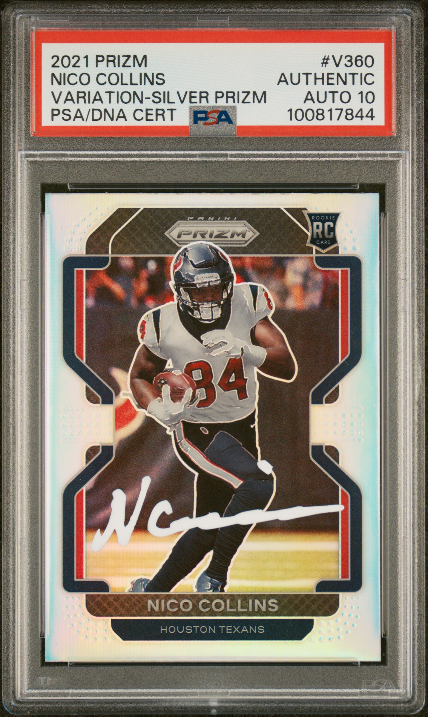 Nico Collins 2021 Panini Prizm Variation Silver Signed Football Rookie Card #V360 Auto Graded PSA 10 B