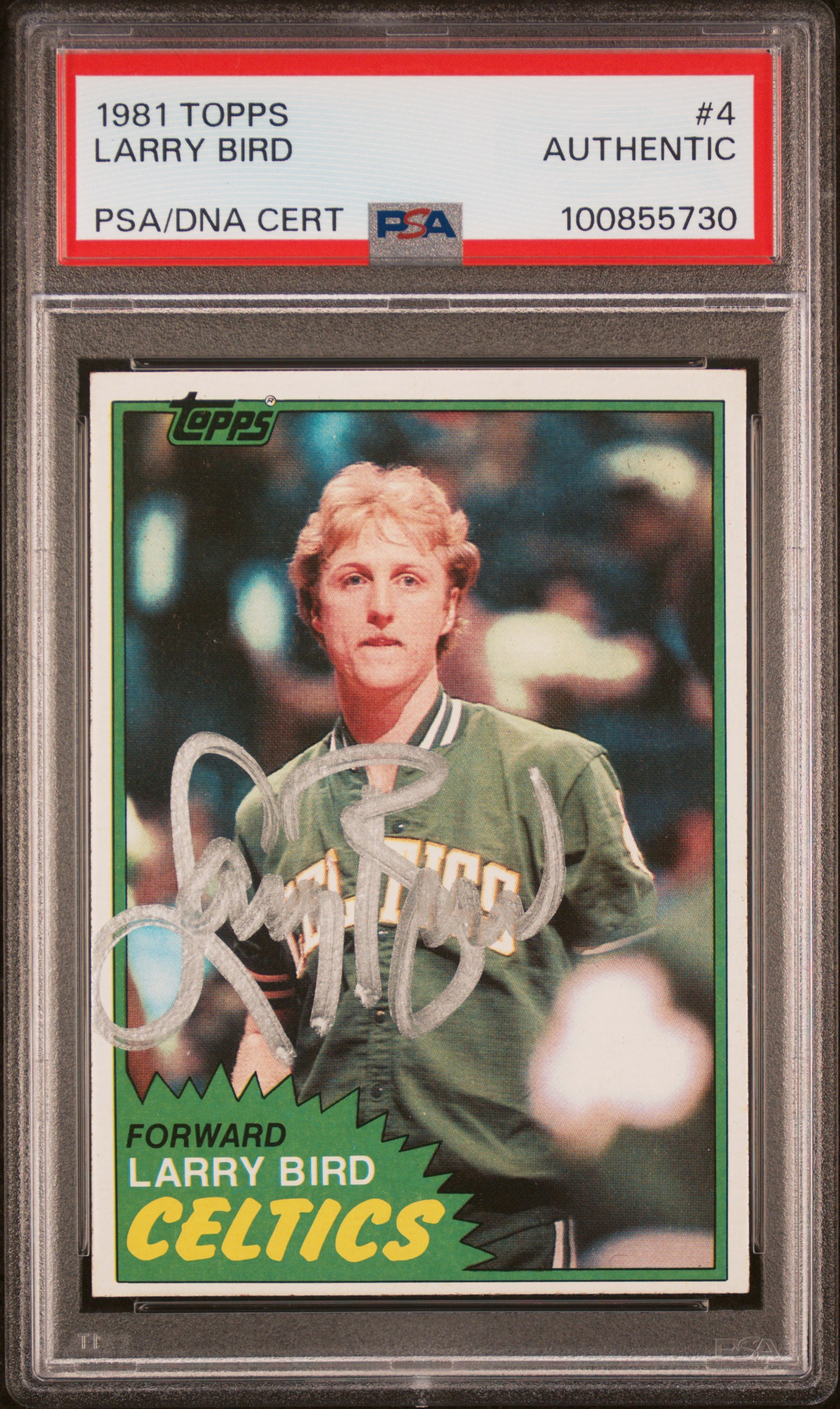 Larry Bird 1981 Topps Signed Basketball Card #4 Auto PSA 100855730