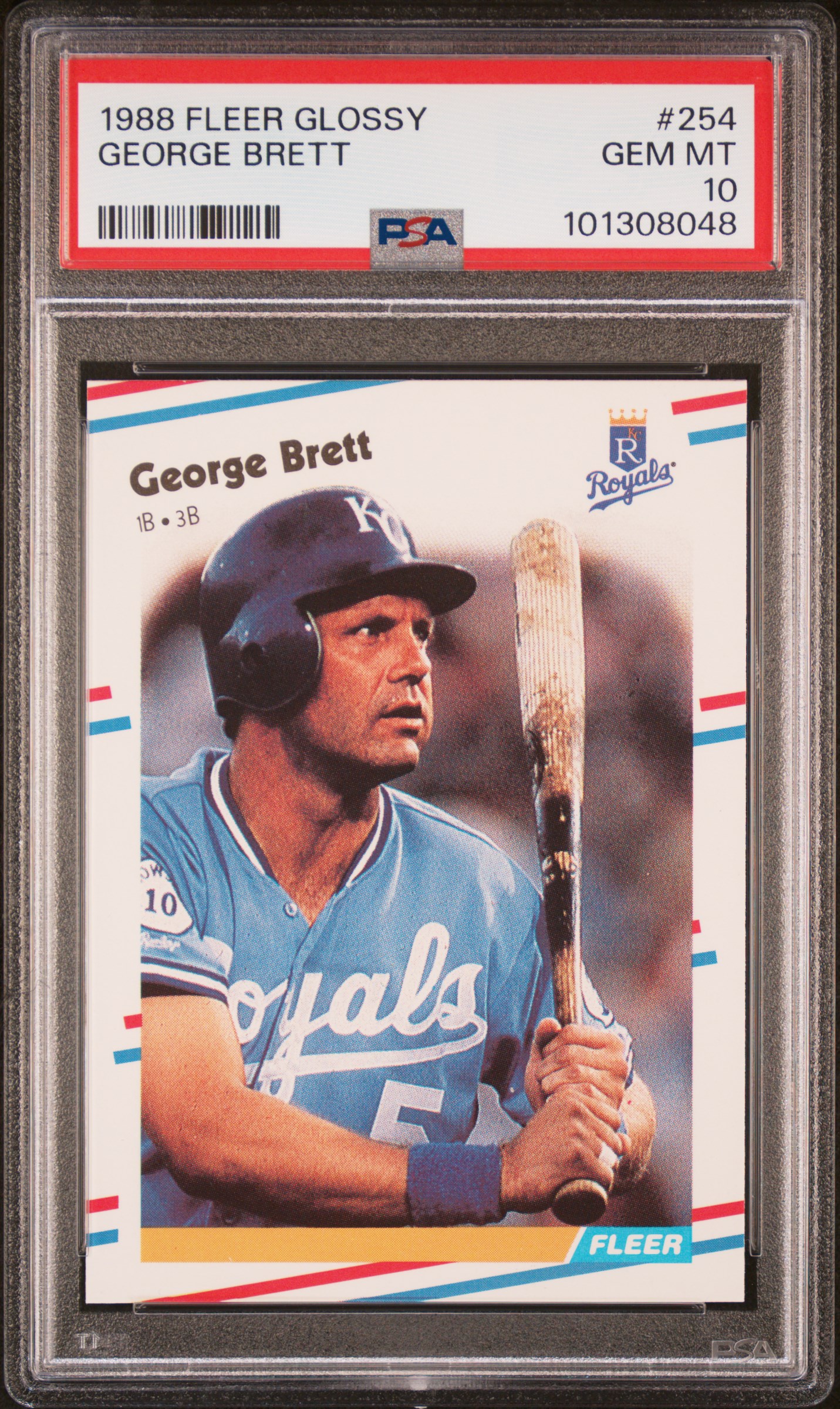 George Brett 1988 Fleer Glossy Baseball Card #254 Graded PSA 10