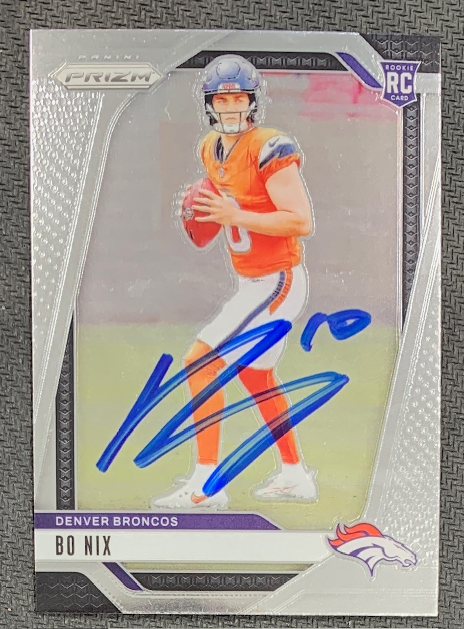 Bo Nix 2024 Panini Prizm Signed Rookie Card #309 Beckett Auto 23986