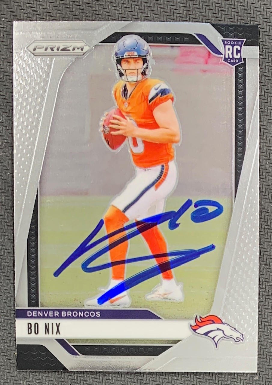 Bo Nix 2024 Panini Prizm Signed Rookie Card #309 Beckett Auto 23992