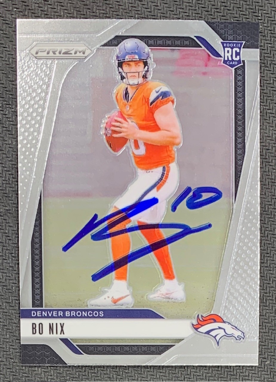 Bo Nix 2024 Panini Prizm Signed Rookie Card #309 Beckett Auto 23993