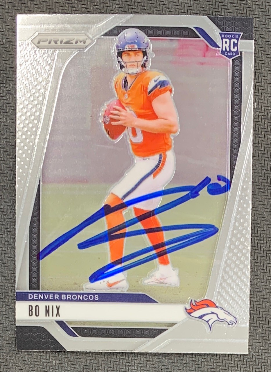 Bo Nix 2024 Panini Prizm Signed Rookie Card #309 Beckett Auto 23996