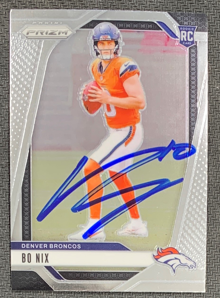 Bo Nix 2024 Panini Prizm Signed Rookie Card #309 Beckett Auto 23997