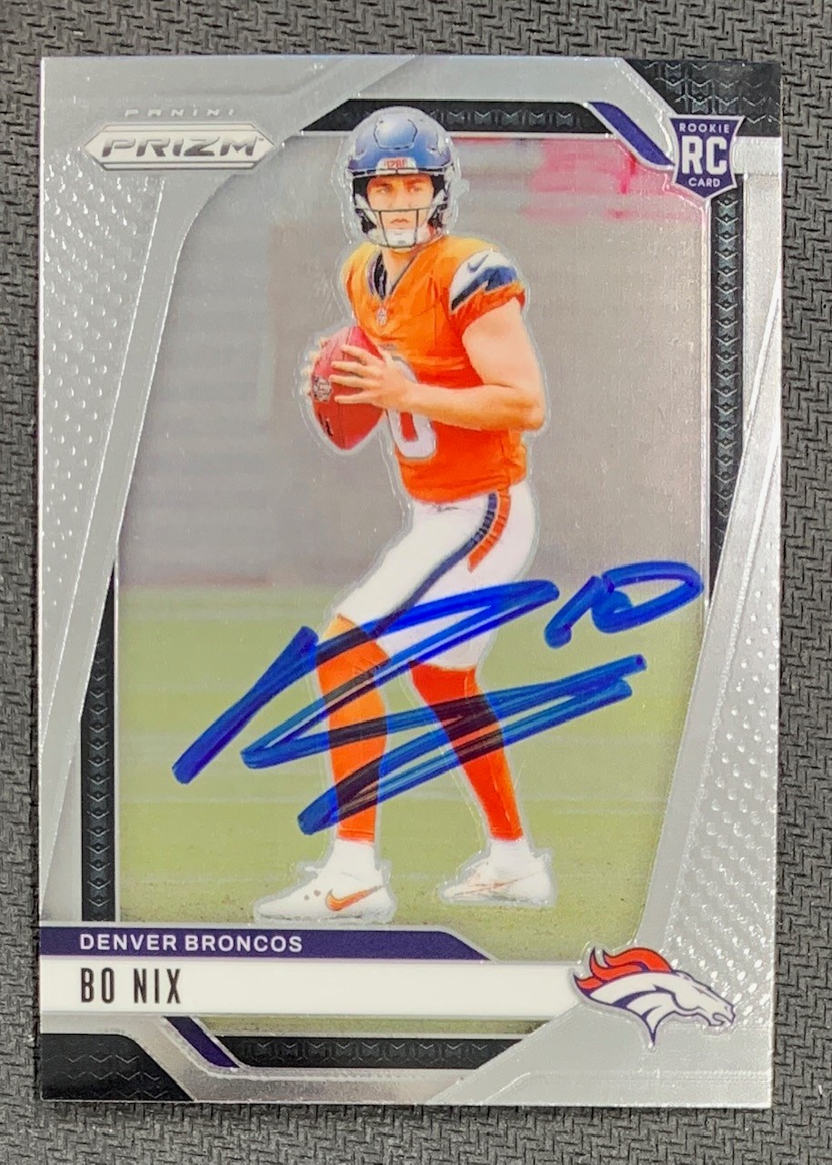 Bo Nix 2024 Panini Prizm Signed Rookie Card #309 Beckett Auto 23999