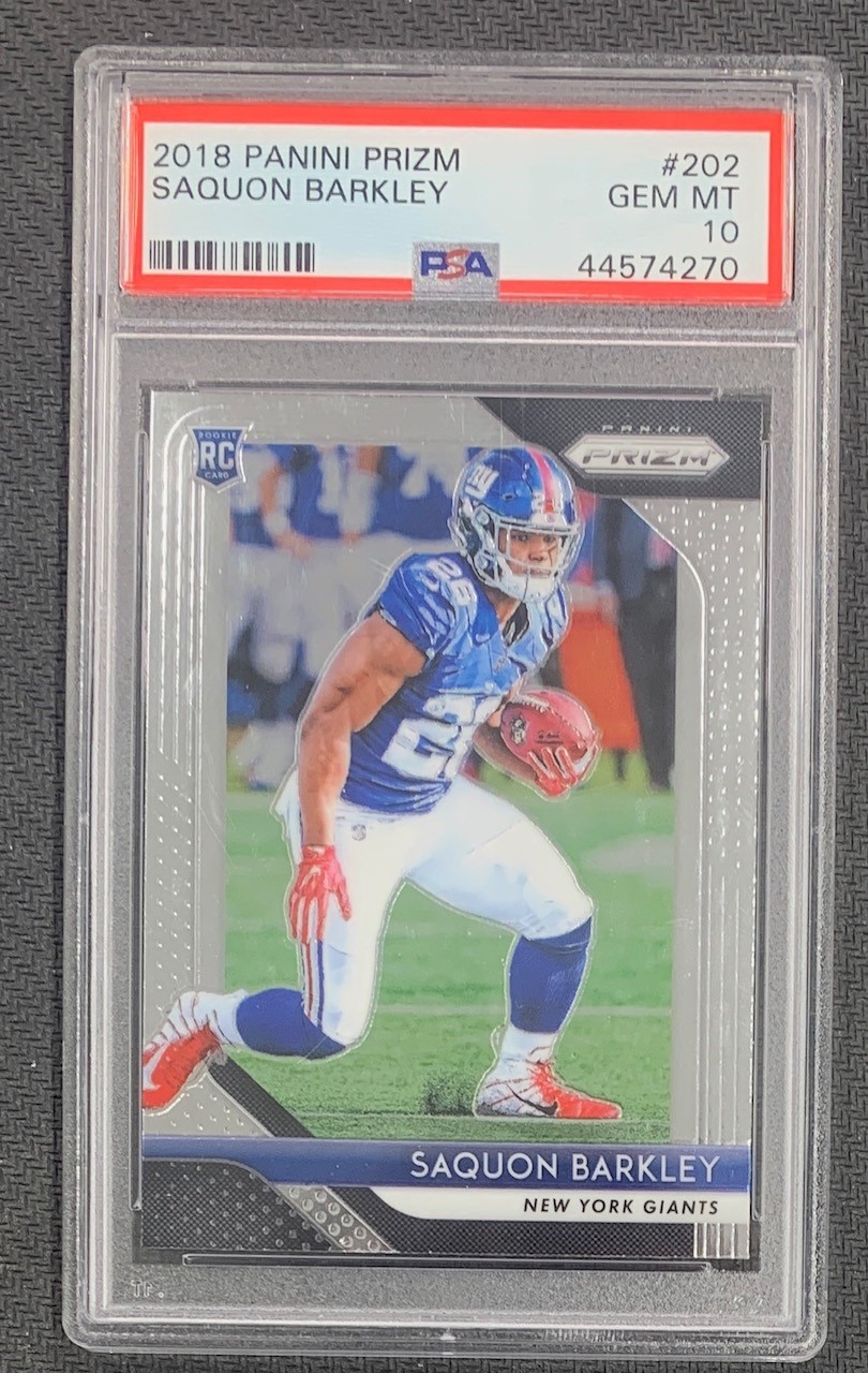 Saquon Barkley 2018 Panini Prizm Football Rookie Card #202 Graded PSA 10