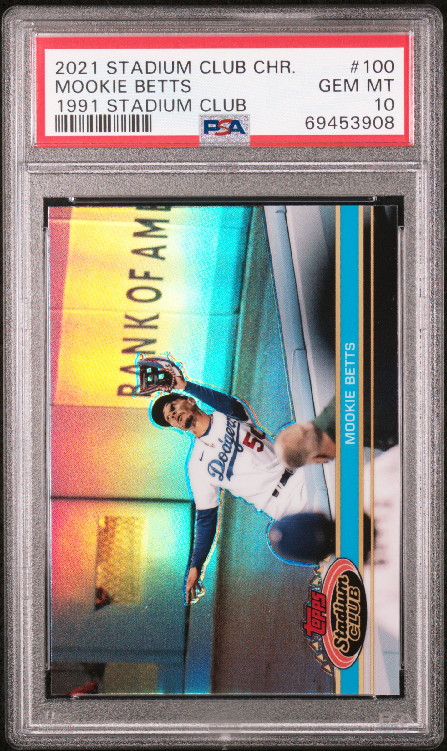 Mookie Betts 2021 Topps Stadium Club Chrome 1991 Card #100 Graded PSA 10