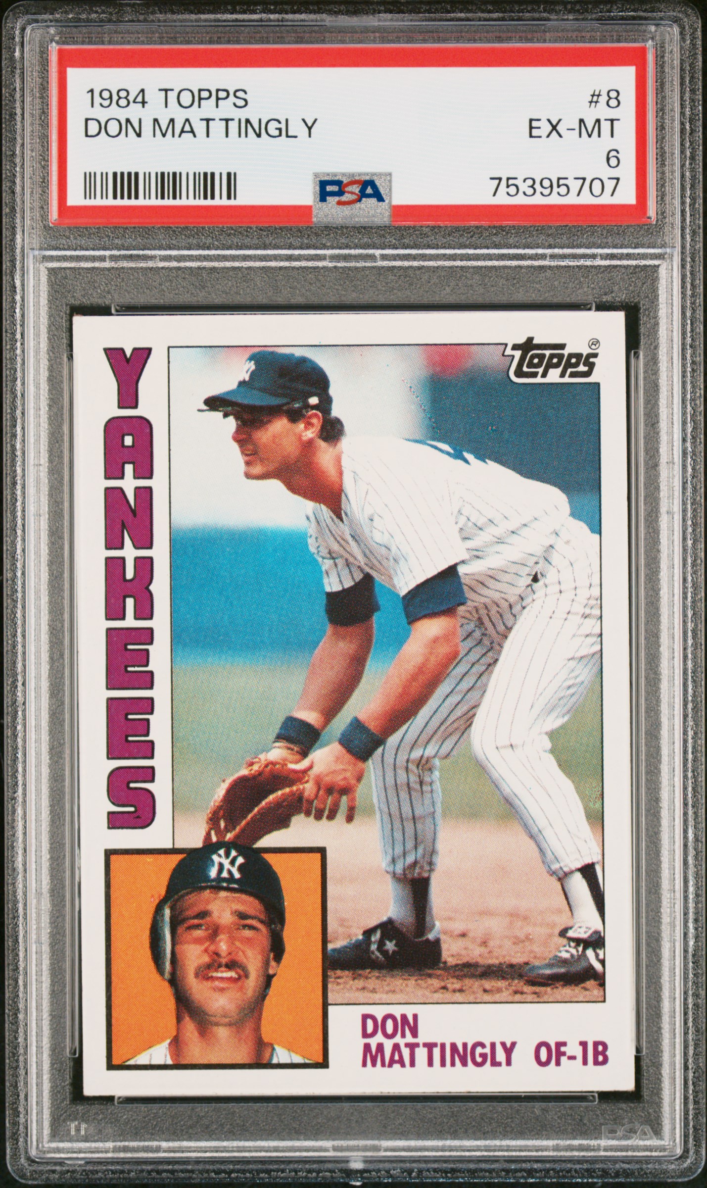 Don Mattingly 1984 Topps Baseball Rookie Card #8 Graded PSA 6