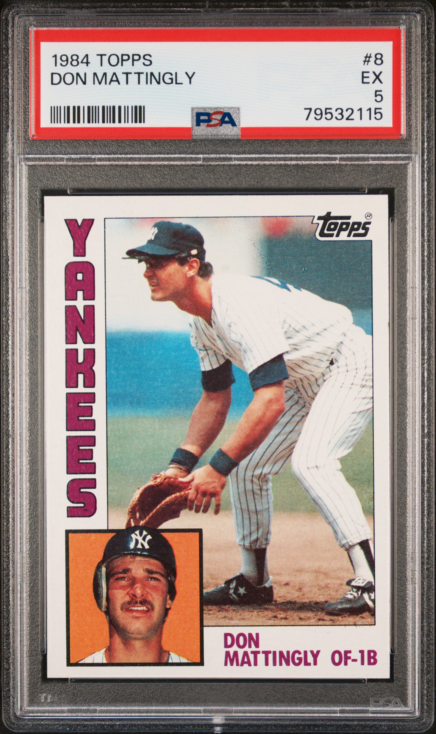 Don Mattingly 1984 Topps Baseball Rookie Card #8 Graded PSA 5