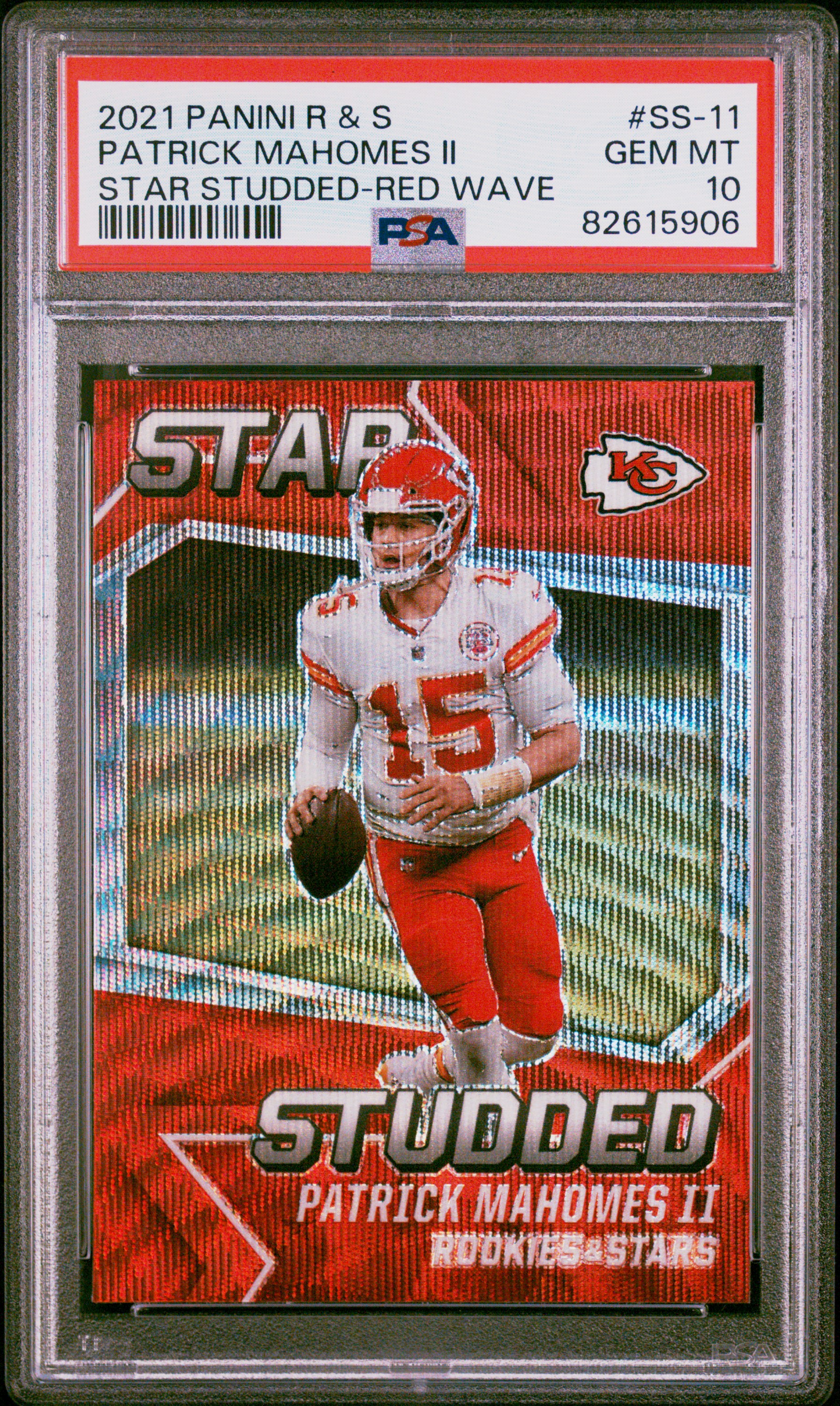 Patrick Mahomes 2021 Panini Rookies Stars Red Wave Card #SS-11 Graded PSA 10