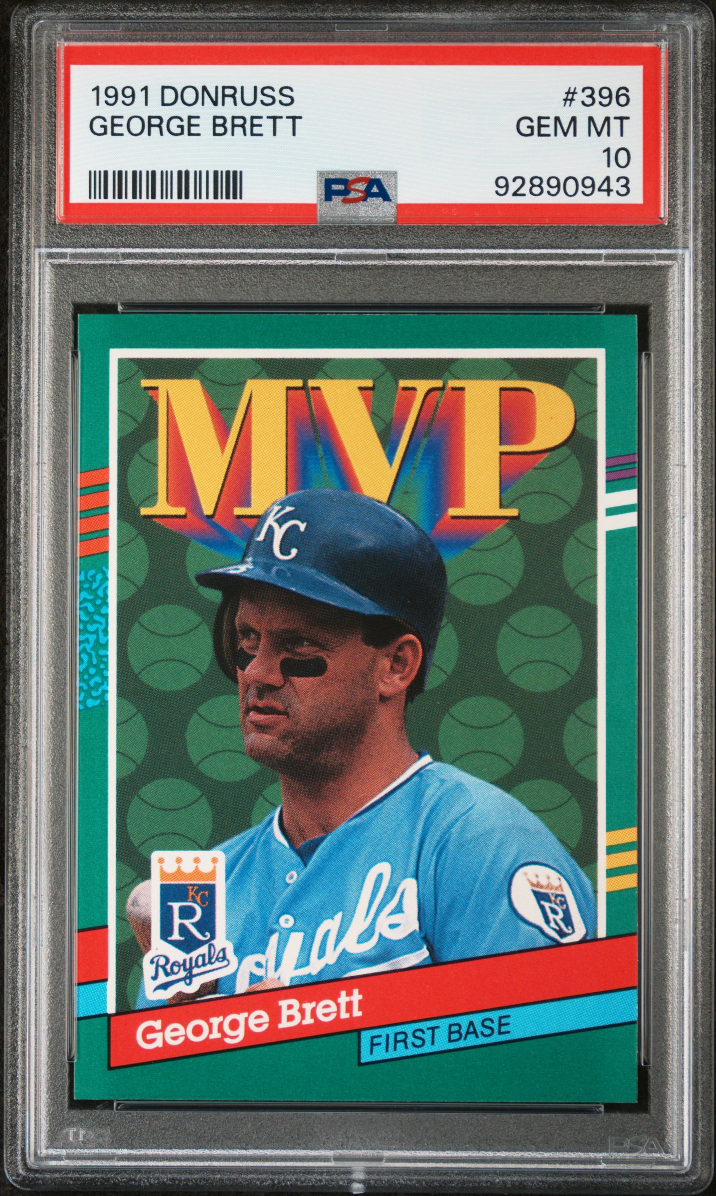 George Brett 1991 Donruss Baseball Card #396 Graded PSA 10