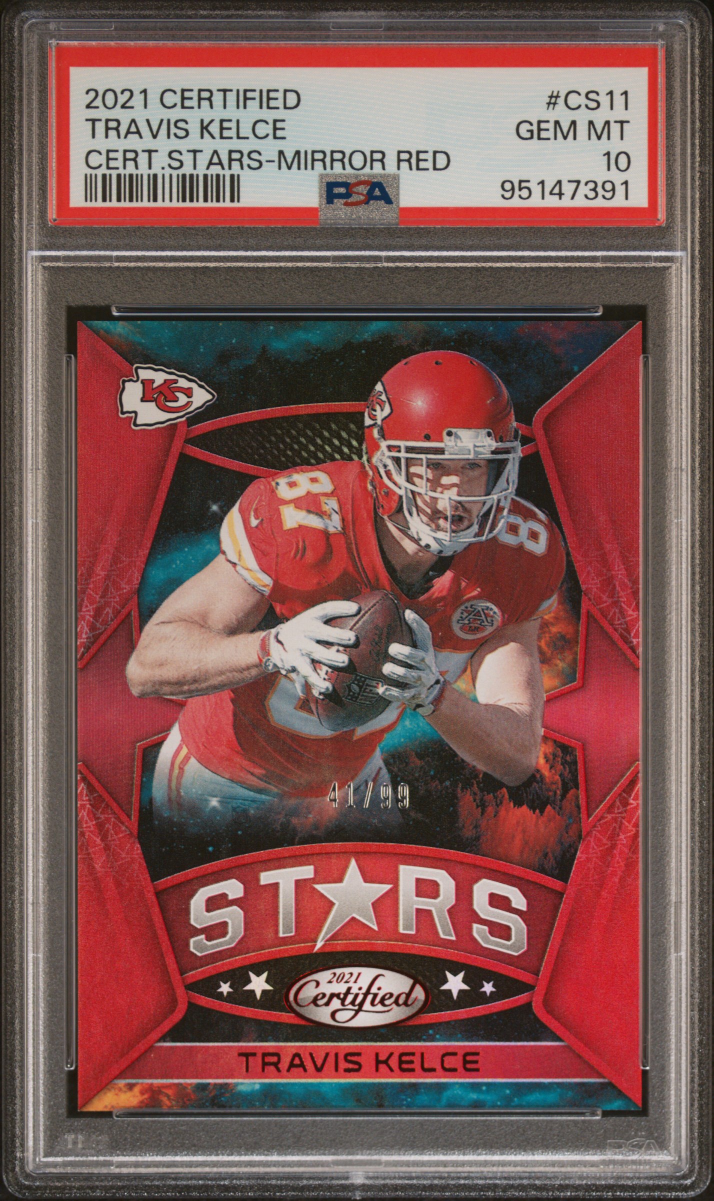 Travis Kelce 2021 Certified Stars Mirror Red Football Card #CS11 Graded PSA 10