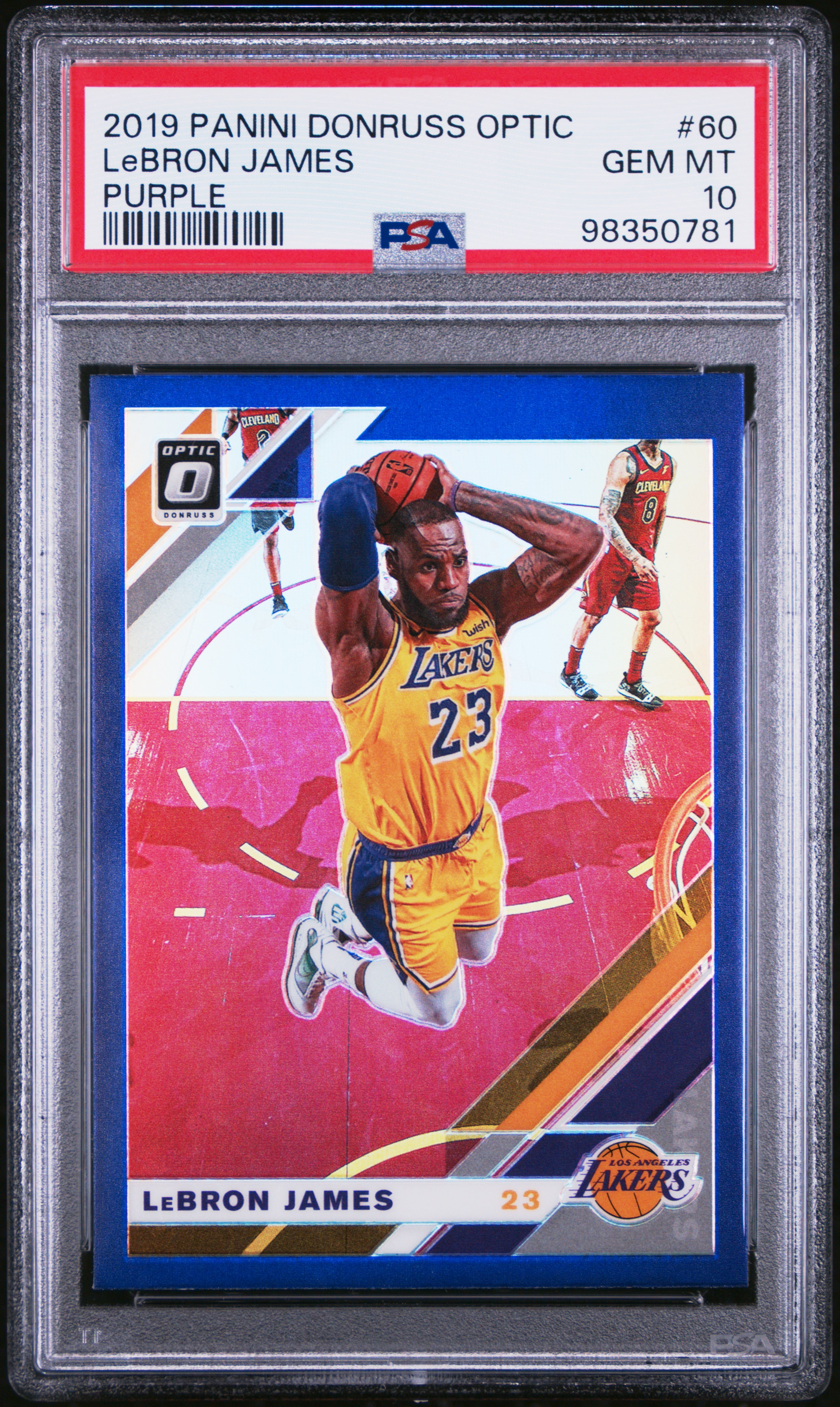 LeBron James 2019 Panini Donruss Optic Purple Card #60 Graded PSA 10