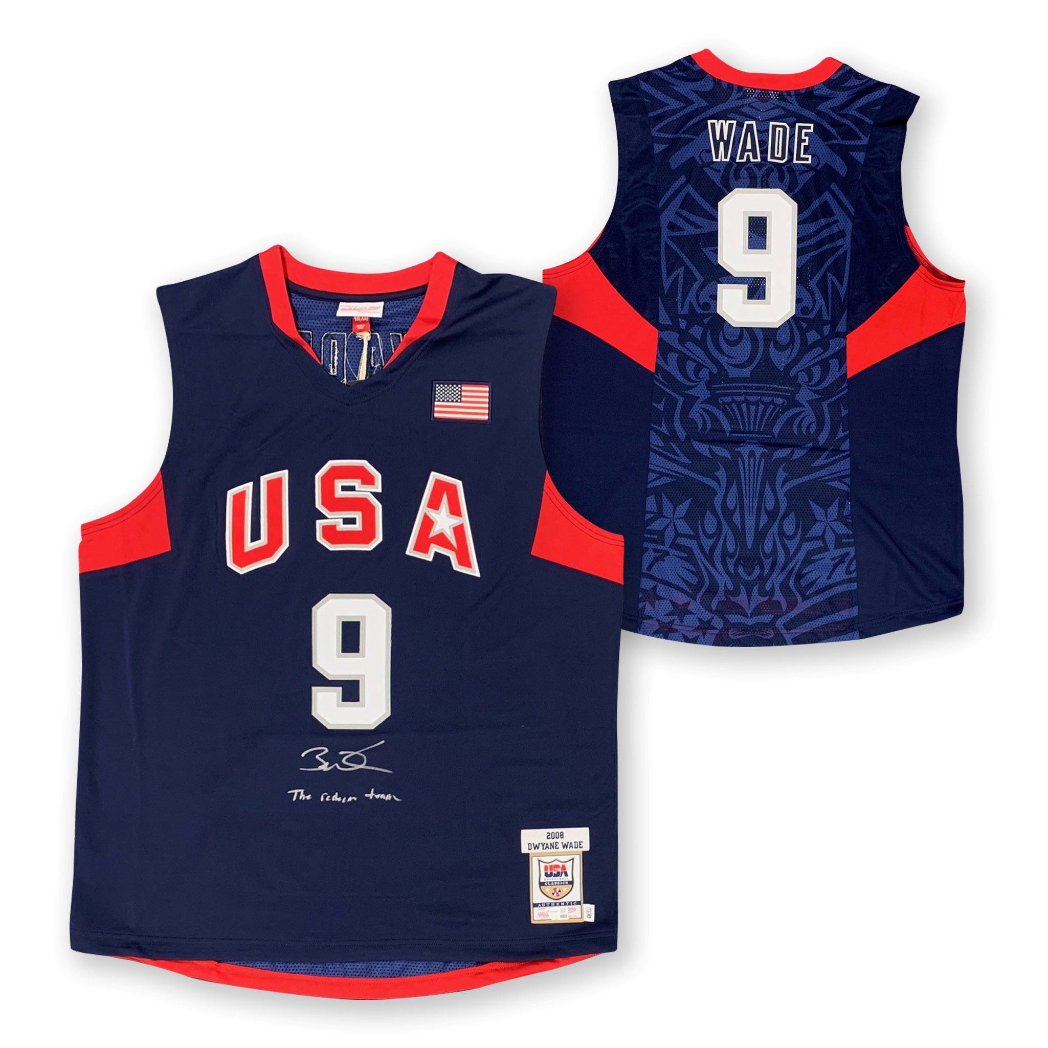 Dwyane Wade Autographed 2008 Team USA Signed Mitchell & Ness Olympics Basketball Jersey THE REDEEM TEAM Fanatics Authentic COA