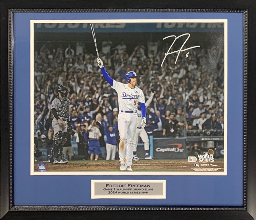 Freddie Freeman Autographed Los Angeles Dodgers 2024 World Series Game 1 Grand Slam Signed Baseball 16x20 Framed Photo MLB Hologam COA Silver