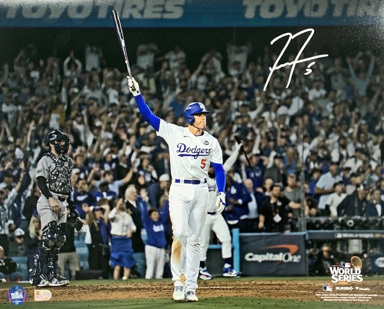 Freddie Freeman Autographed Los Angeles Dodgers 2024 World Series Game 1 Grand Slam Signed Baseball 16x20 Photo MLB Hologam COA Silver