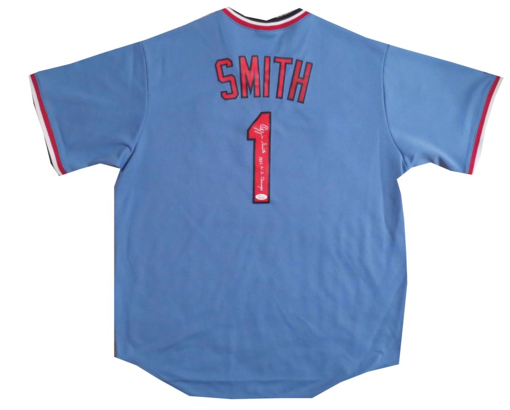 Ozzie Smith Signed Jersey from Powers 